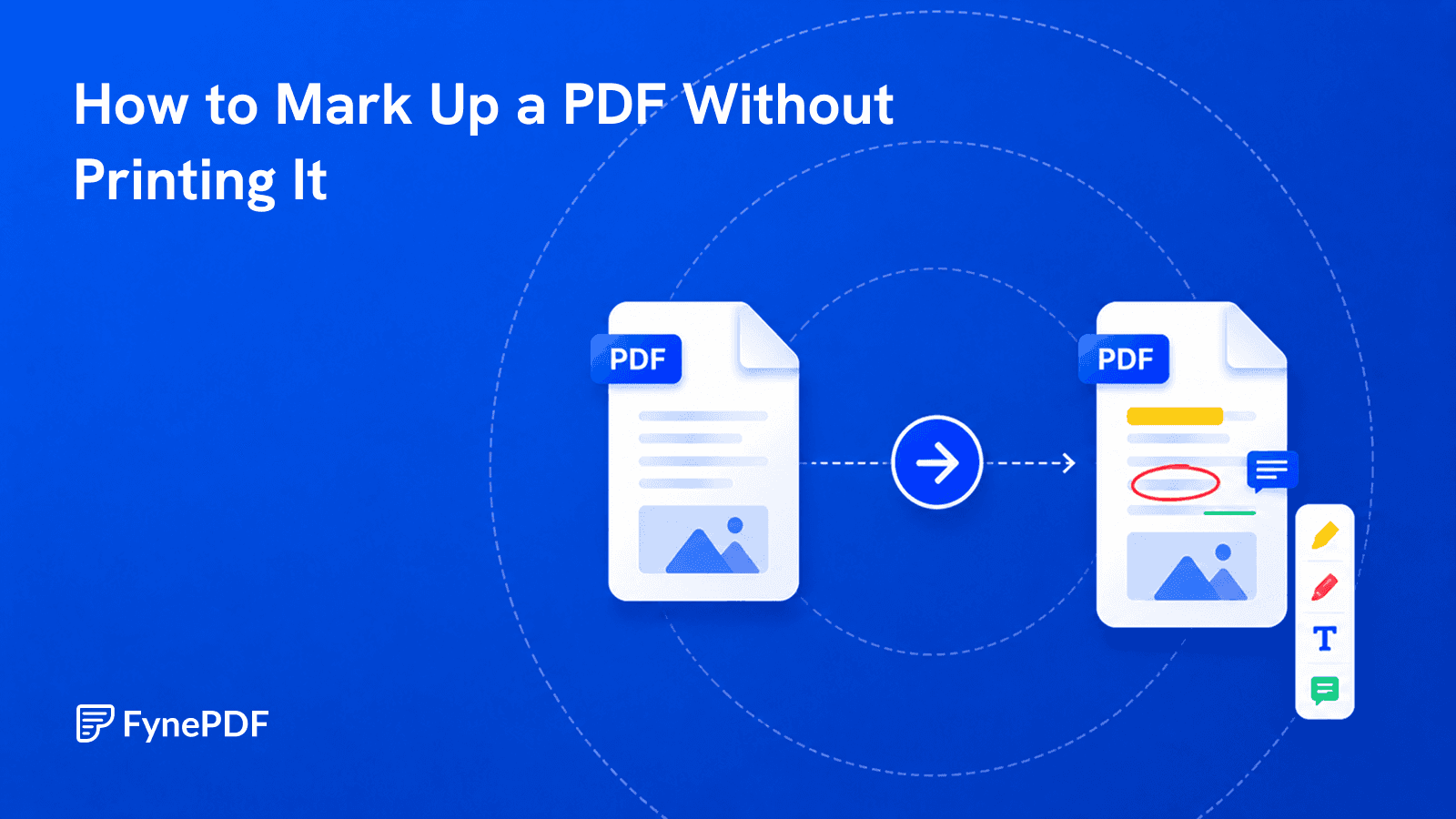 Plain PDF marked up on screen with highlights, a circled note and sticky comments using pen and text tools.