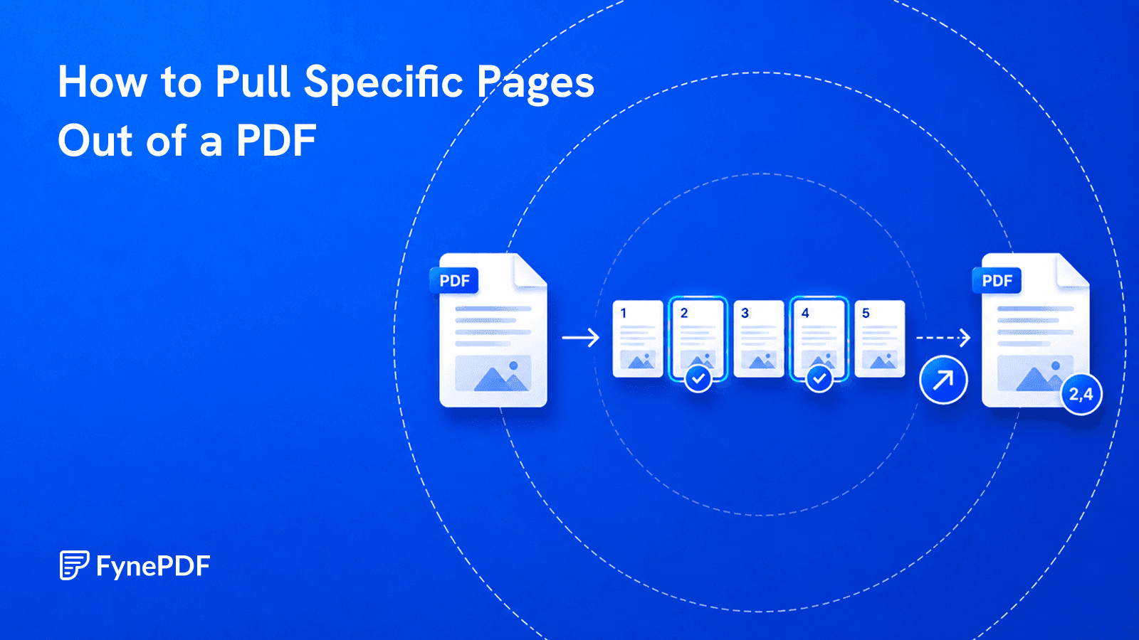 Numbered PDF pages with pages two and four selected, extracted into a separate new PDF file.