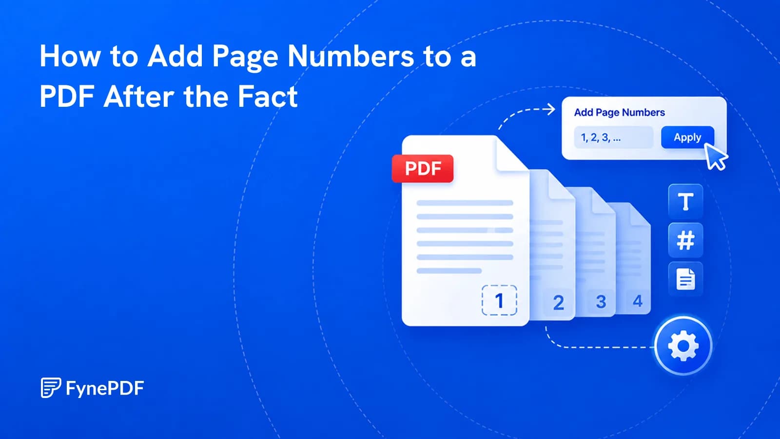 Page numbering panel applying sequential numbers across the pages of an existing PDF.