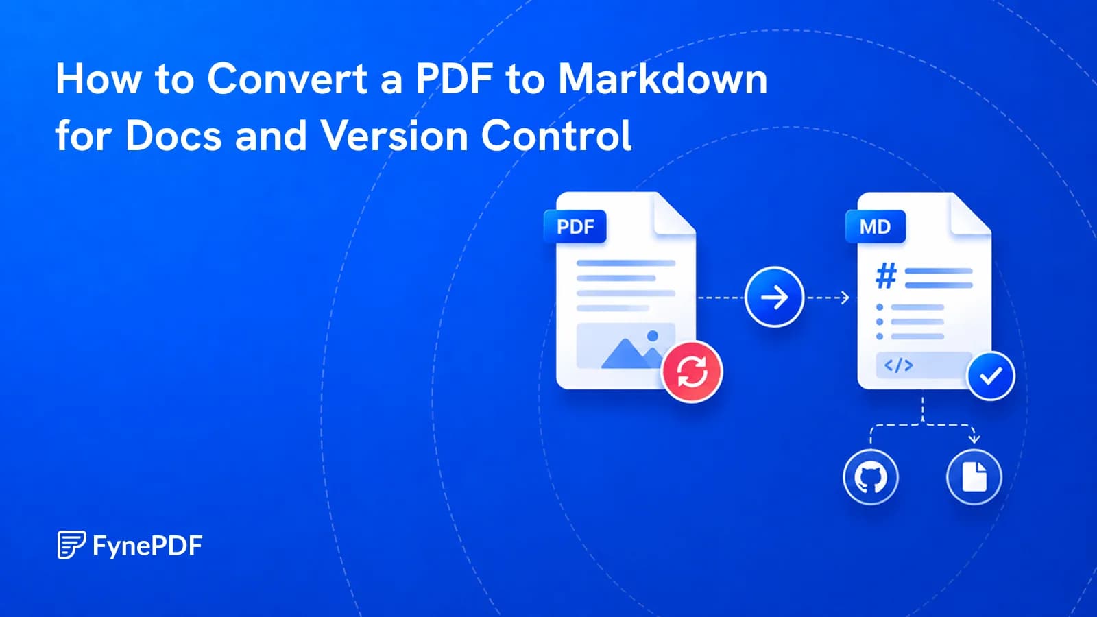 PDF converting into a Markdown file with heading and code syntax, ready for a repository or docs workflow.