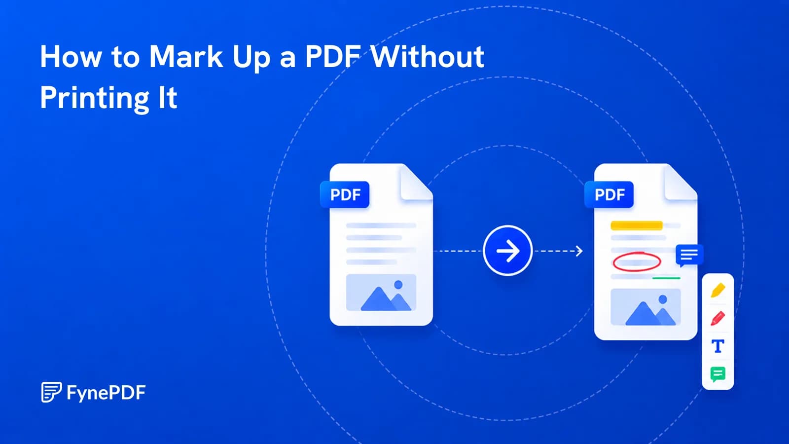 Plain PDF marked up on screen with highlights, a circled note and sticky comments using pen and text tools.