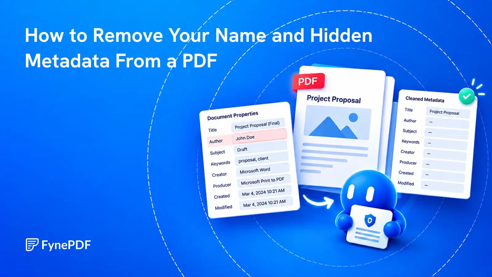 PDF document properties showing an author name and old template title beside a reviewed sharing copy.
